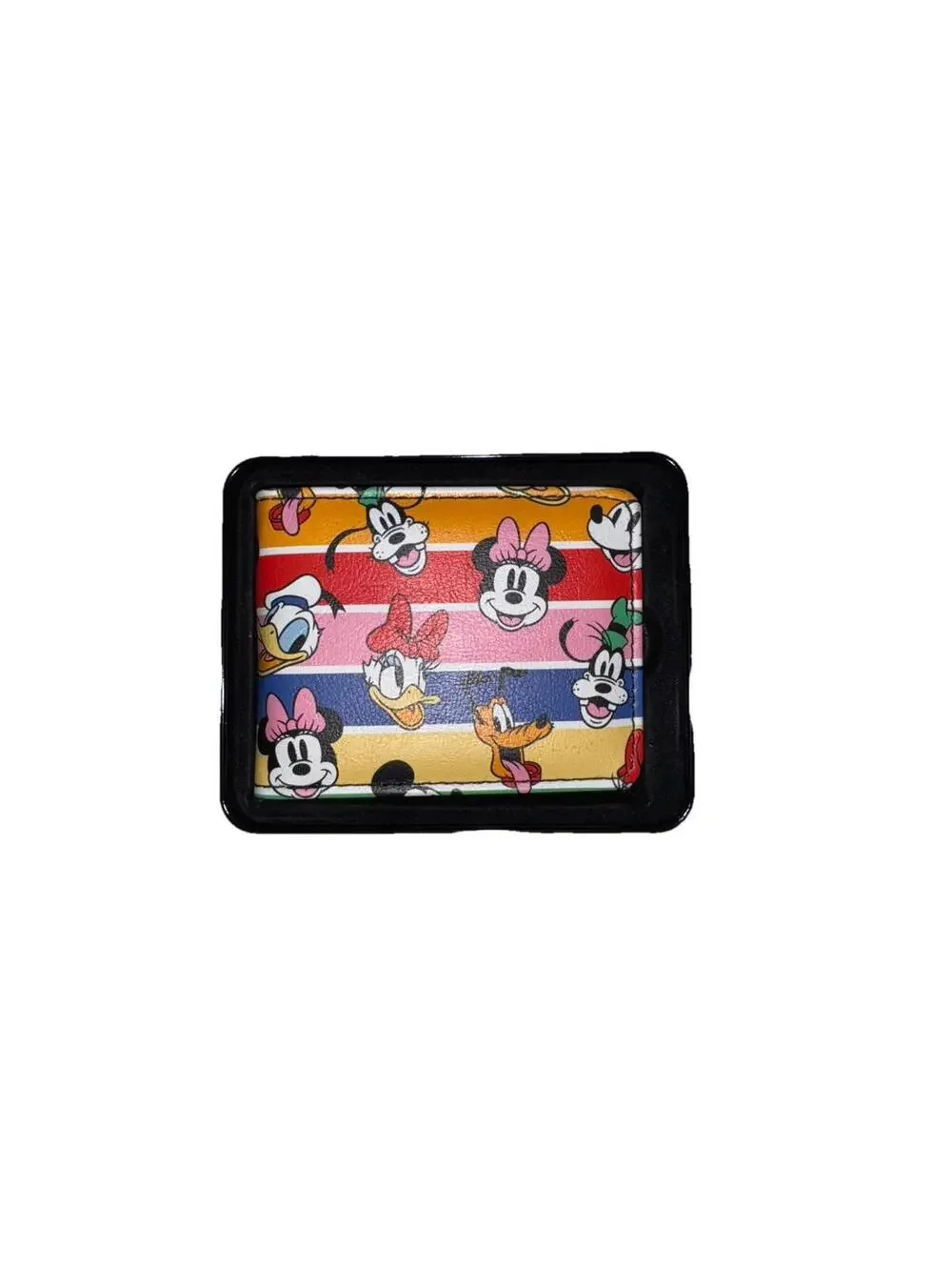Disney Buckle-Down Bifold Wallet Mickey Minnie Donald Goofy Pluto Striped Tin